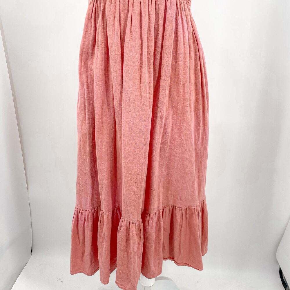 ba&sh Voyce Pink Cotton Ruffles Midi Dress Size Large - Picture 11 of 16